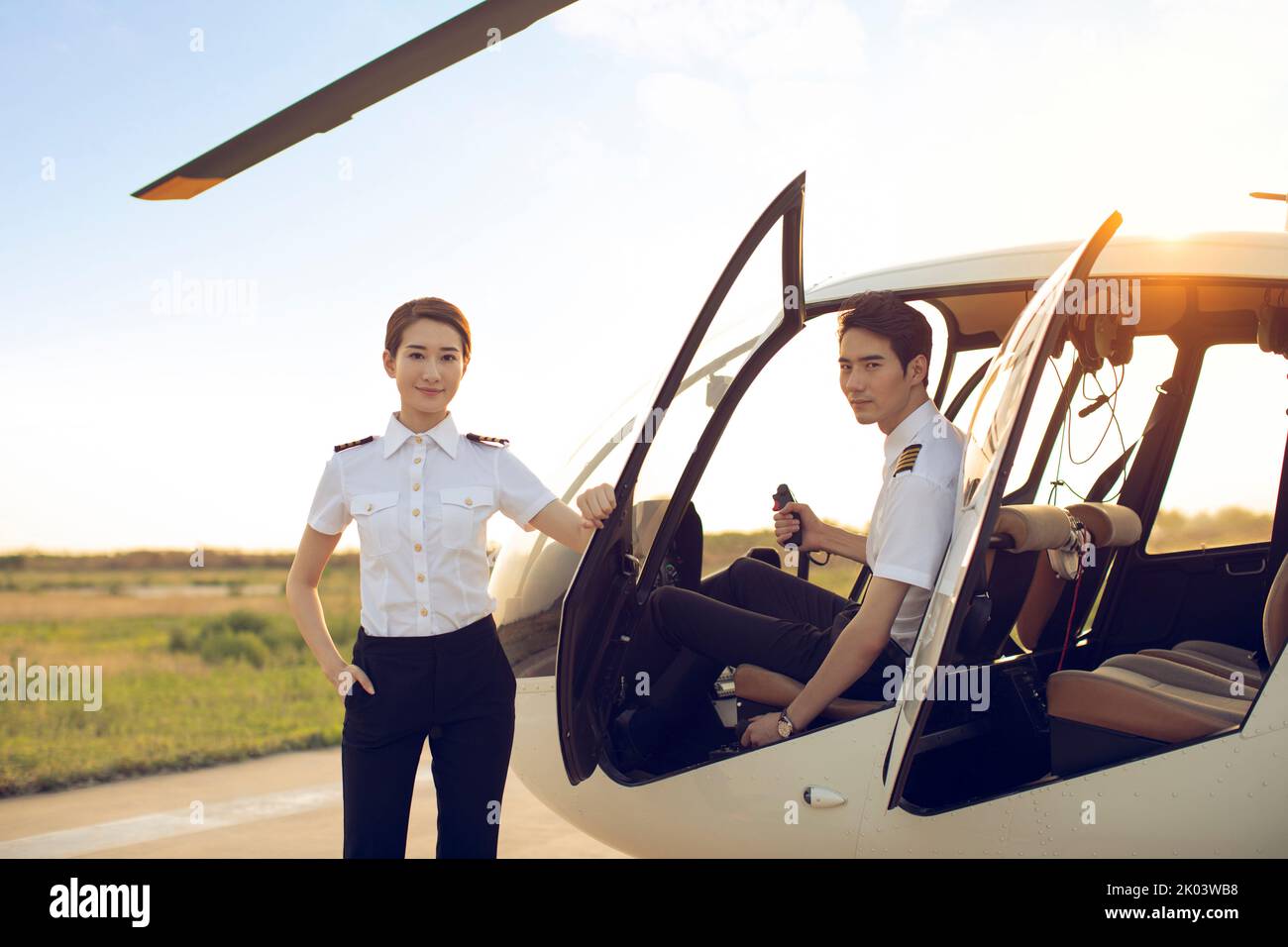 Porträt chinesischer Hubschrauberpiloten Stockfoto