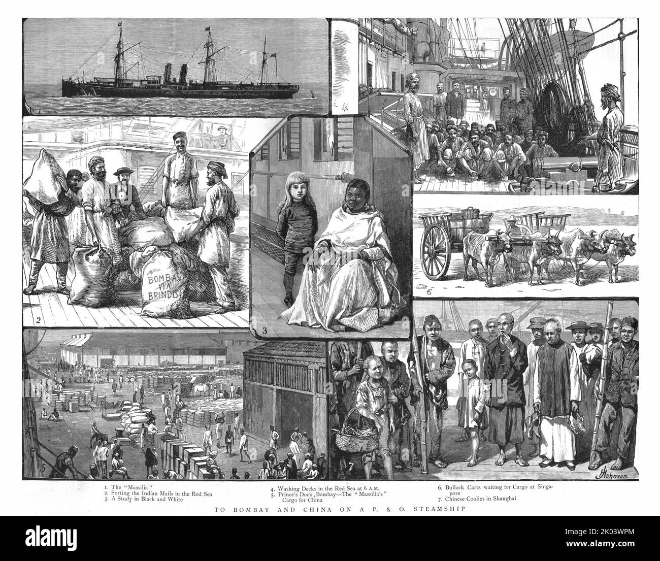 „Nach Bombay und China auf einem P&amp;O Steamship“,1886. Aus „Die Grafik. An Illustrated Weekly Newspaper Band 33. Januar bis Juni 1886“ Stockfoto