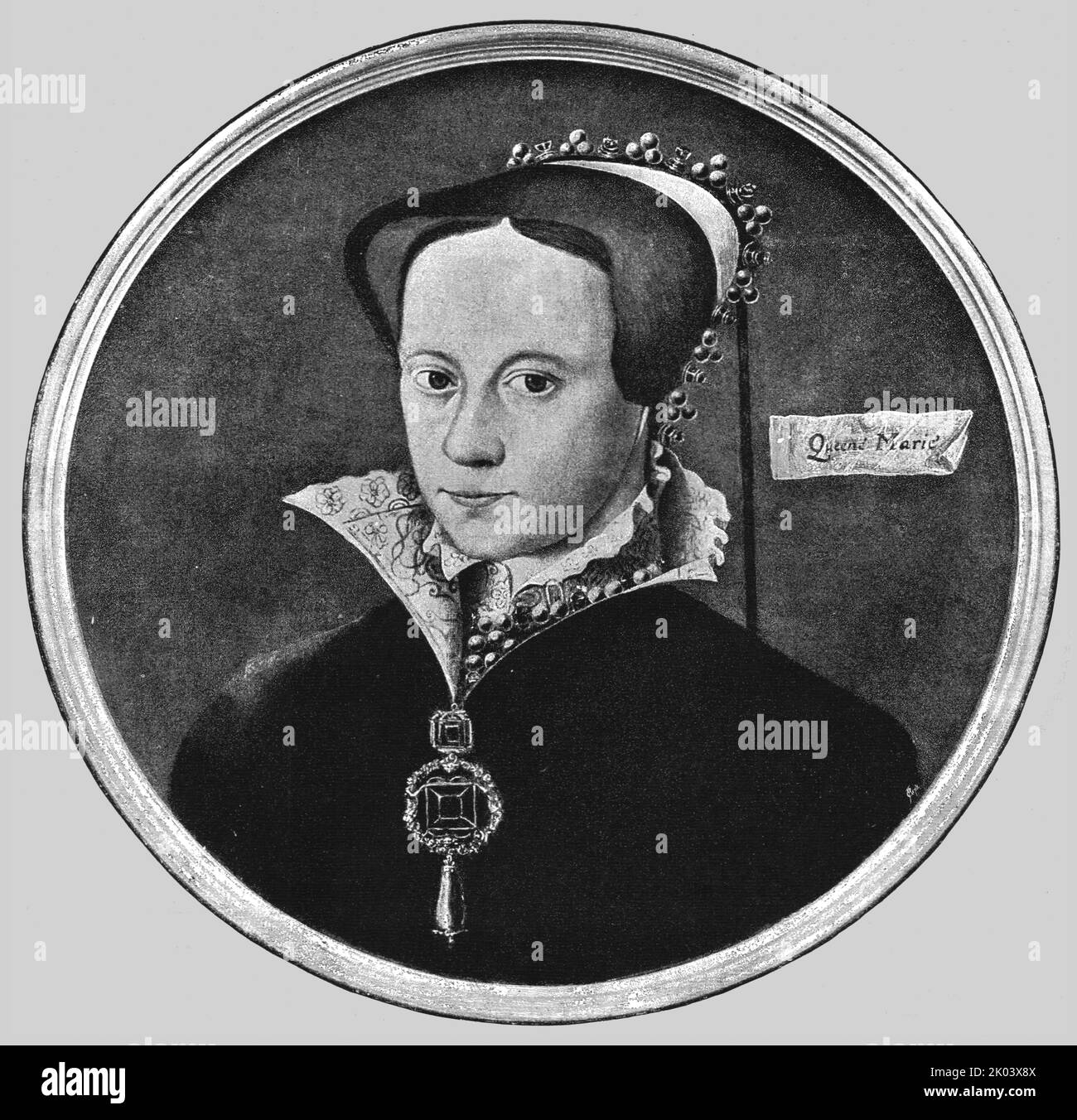 ''Queen Mary' von Sir Anthony More; ausgestellt auf der Tudor-Ausstellung', 1890. Aus „Die Grafik. An Illustrated Weekly Newspaper“, Band 41. Januar bis Juni 1890. Stockfoto