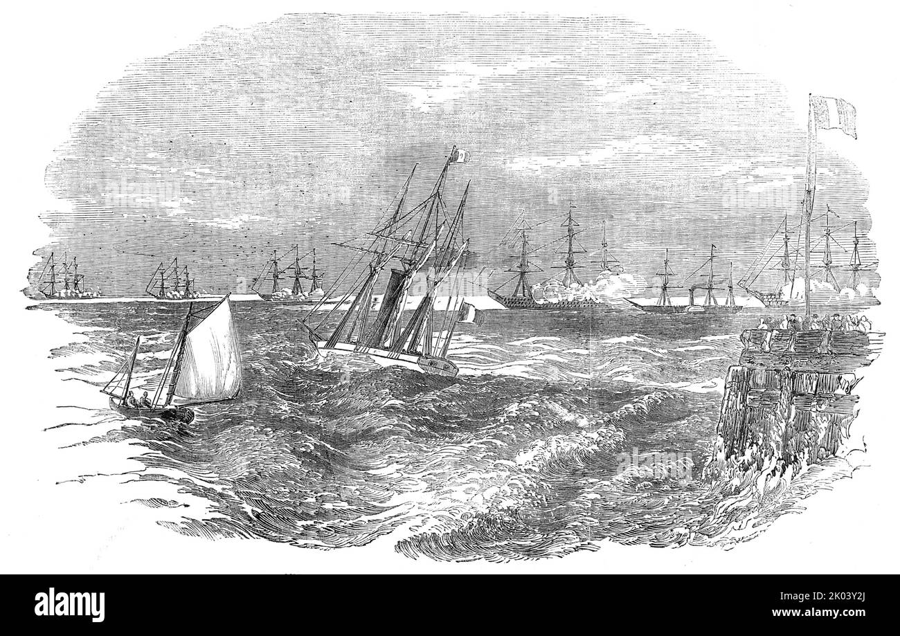 Der Kaiser verlässt den Hafen von Calais, um das englische Geschwader