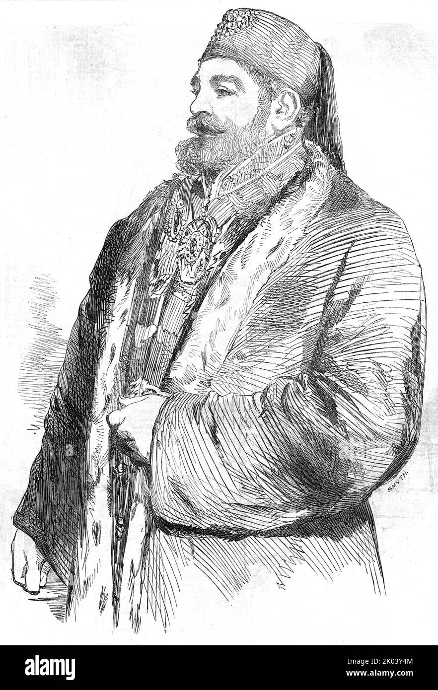 Seine Hoheit sagte Pacha, der neue Vizekönig von Ägypten - aus einer ursprünglichen Skizze, 1854. „Seine Hoheit besuchte dieses Land... vor etwa zwei Jahren, Und es wird daran erinnert werden, wurde freundlicherweise von Ihrer Majestät der Königin empfangen ... während in diesem Land er sorgfältig inspizierte unsere Werften und andere wichtige öffentliche und private Werke mit einem intelligenten und neugierigen Interesse ... seine Hoheit ist gut in Astronomie und Marine-Wissenschaft im Allgemeinen versiert, Und nimmt ein großes Interesse an allen mechanischen Erfindungen, die das heutige Zeitalter unterscheiden, und dieses Land im Besonderen ... Wir sind zuversichtlich, dass Ägypten, unter Stockfoto