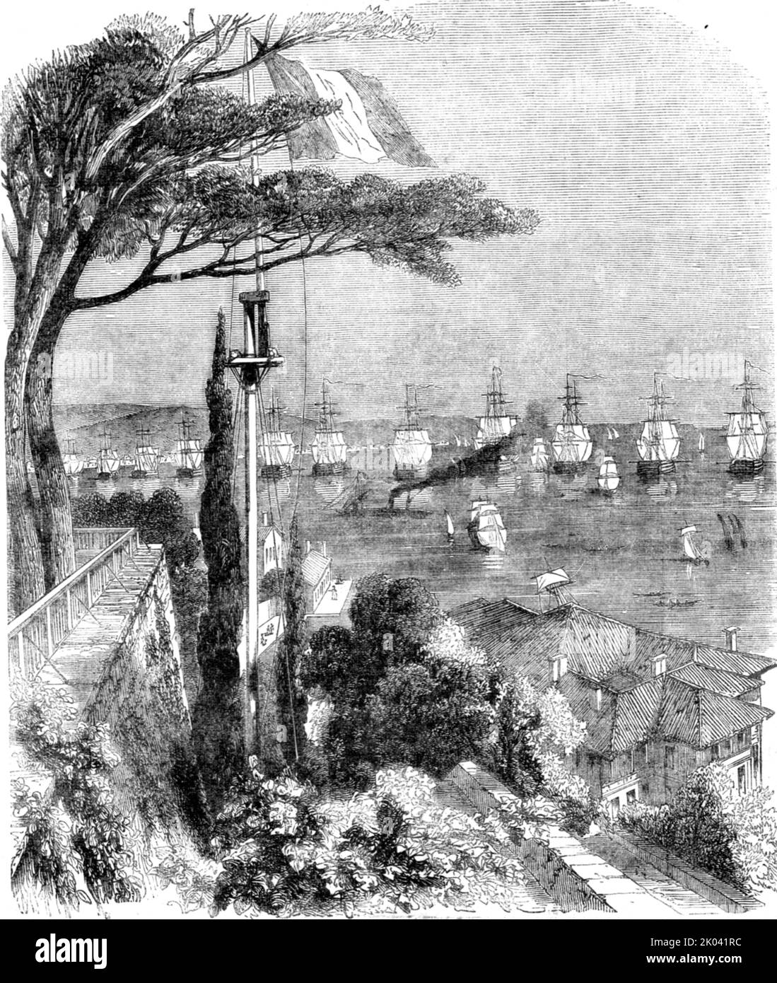 'Die türkische Flotte in der Bucht von Bujugdere 1854', 1854. Aus „Cassells Illustrated Family Paper; London Weekly 31/12/1853 - 30/12/1854“. Stockfoto