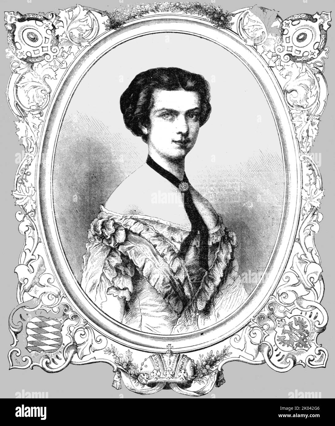 'Elizabeth Amelia Eugenia, Kaiserin von Österreich', 1854. Aus „Cassells Illustrated Family Paper; London Weekly 31/12/1853 - 30/12/1854“. Stockfoto