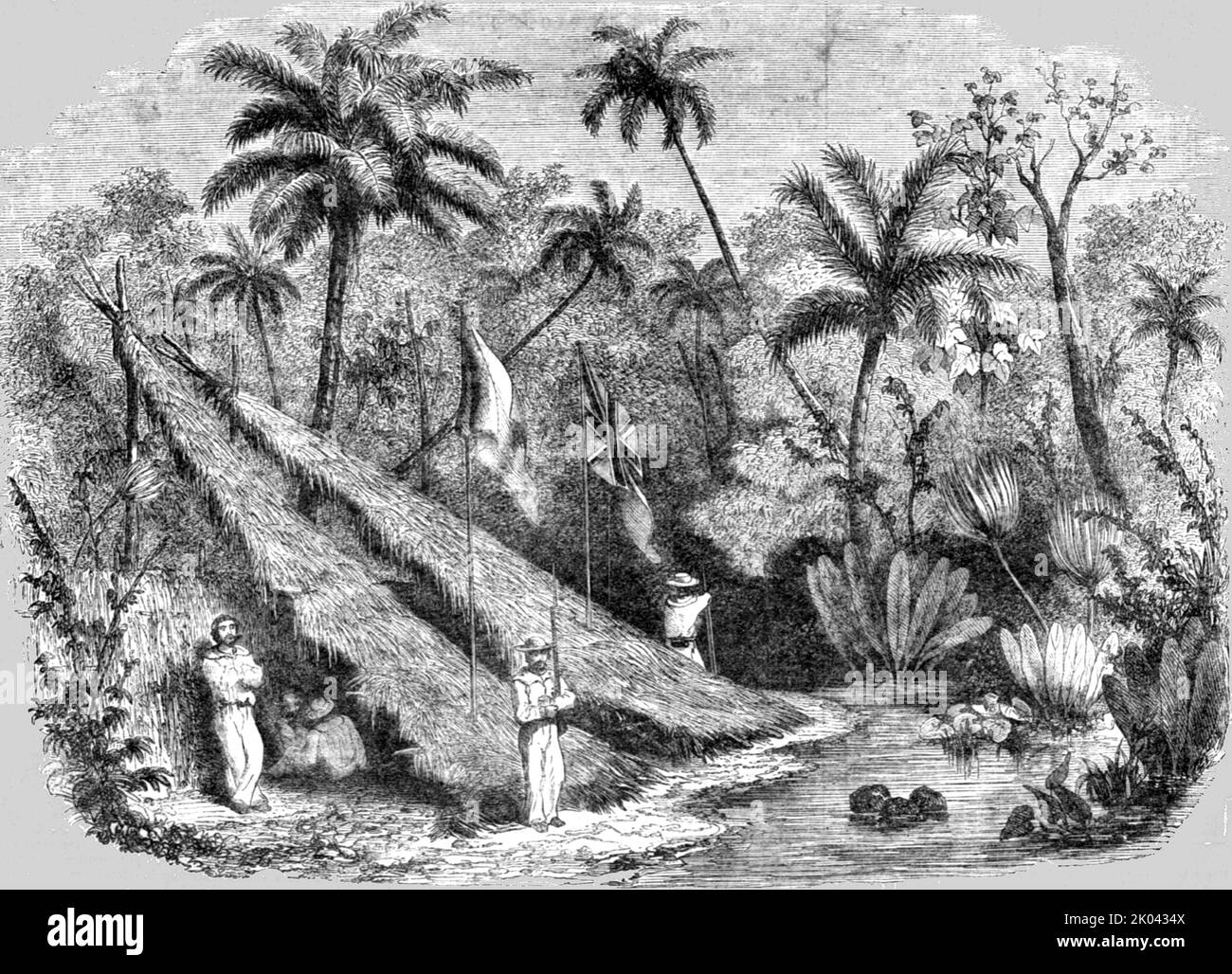 'Anglo-French Station at the Isthmus of Panama for forming a Canal between the Atlantic and Pacific Oceans', 1854. Aus „Cassell's Illustrated Family Paper; London Weekly 31 Dec 1853 to 30 Dec 1854“. Stockfoto