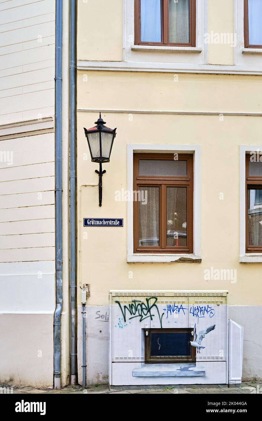 Gruetzmacherstraße, Hansestadt Wismar, Mecklenburg-Vorpommern, Deutschland, Europa. Stockfoto