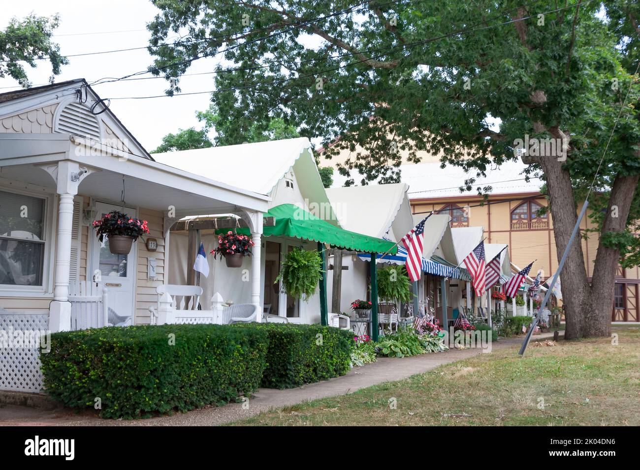 Historisches Ocean Groves Camp Methodist-Sommerzeltviertel an der Küste von New Jersey. Stockfoto