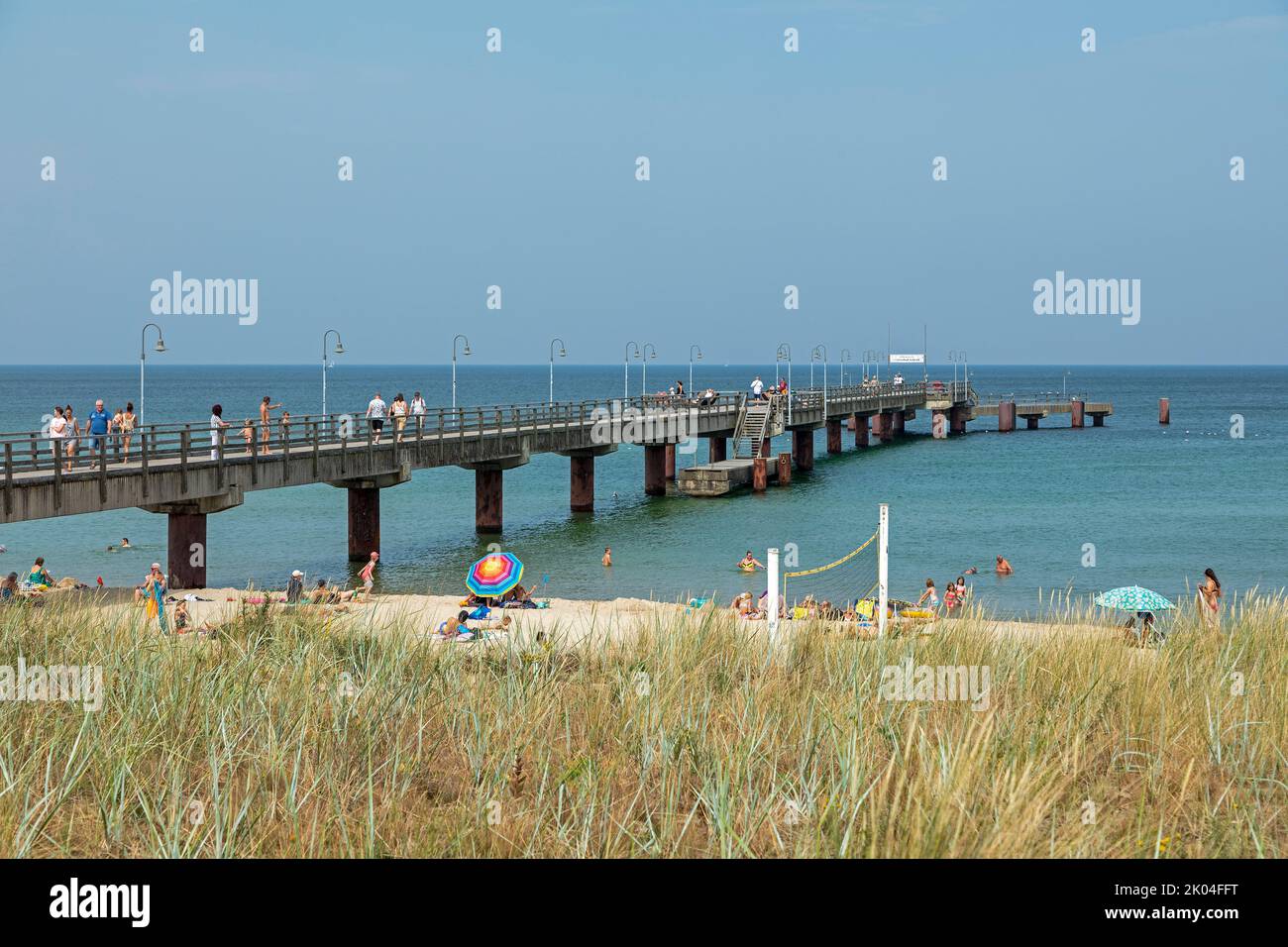 pier, Strand, Göhren, Insel Rügen, Mecklenburg-Vorpommern, Deutschland Stockfoto