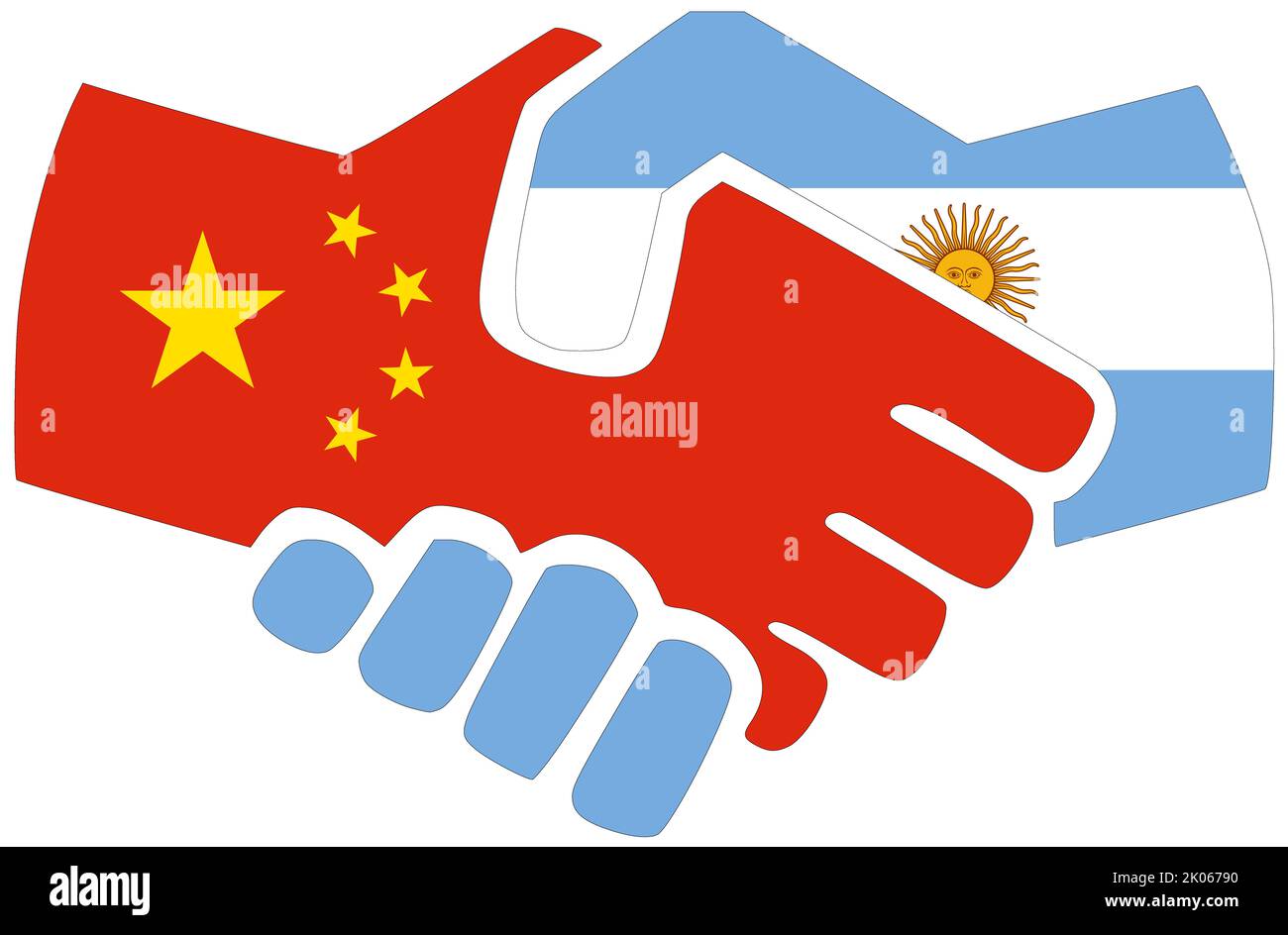 China - Argentinien : Handshake, Symbol für Vereinbarung oder Freundschaft Stockfoto