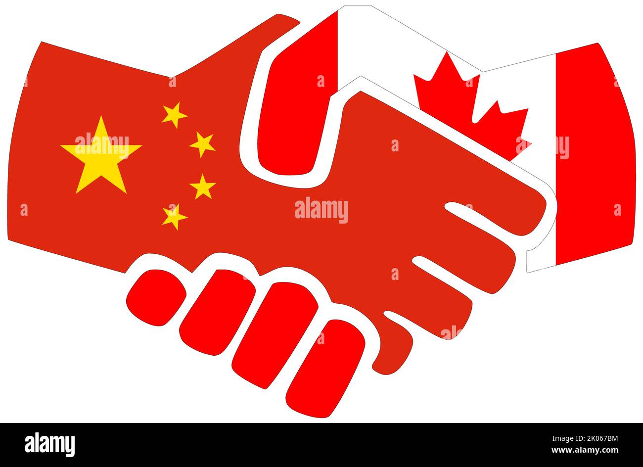China - Kanada : Handshake, Symbol für Abkommen oder Freundschaft Stockfoto
