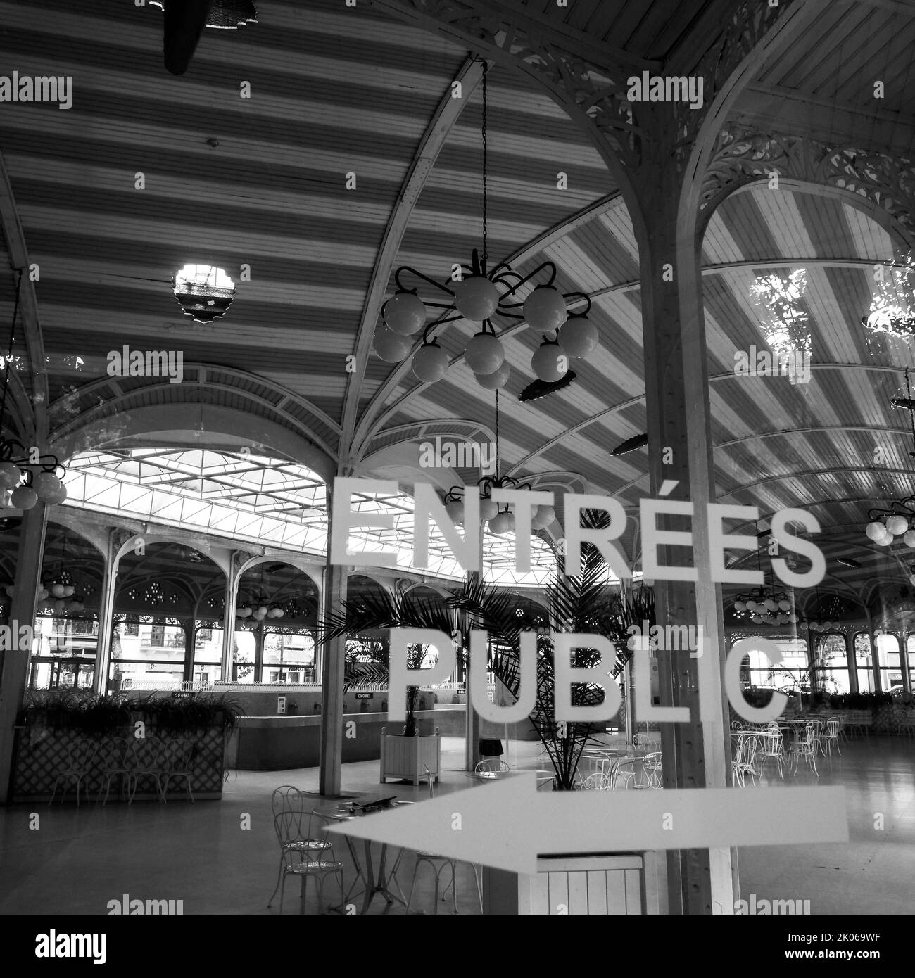 The Hall of Springs, B&W View, Vichy, Allier, AURA Region, Mittelfrankreich Stockfoto