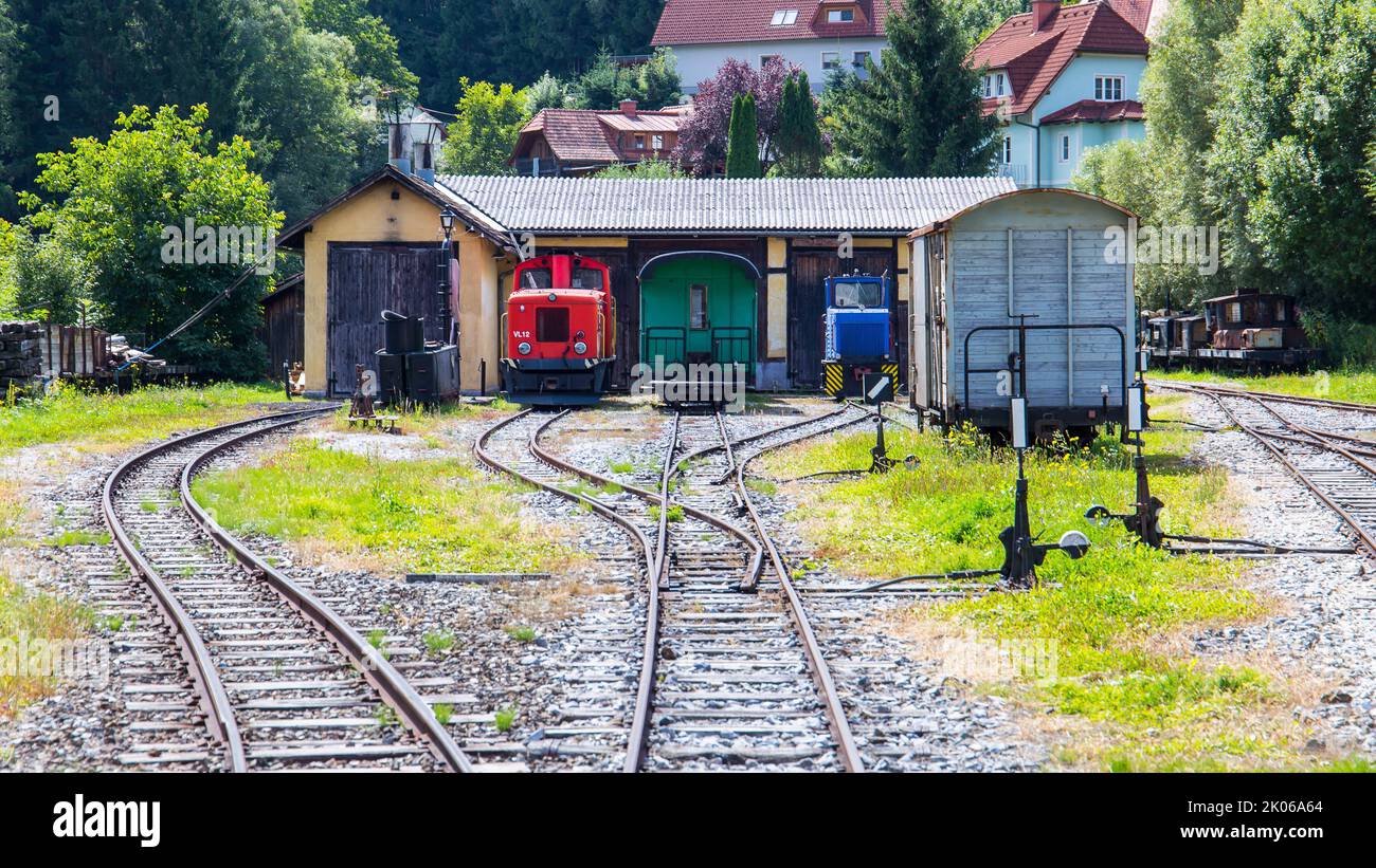 Die historische Feistritztalbahn in der Steiermark, Österreich Stockfoto