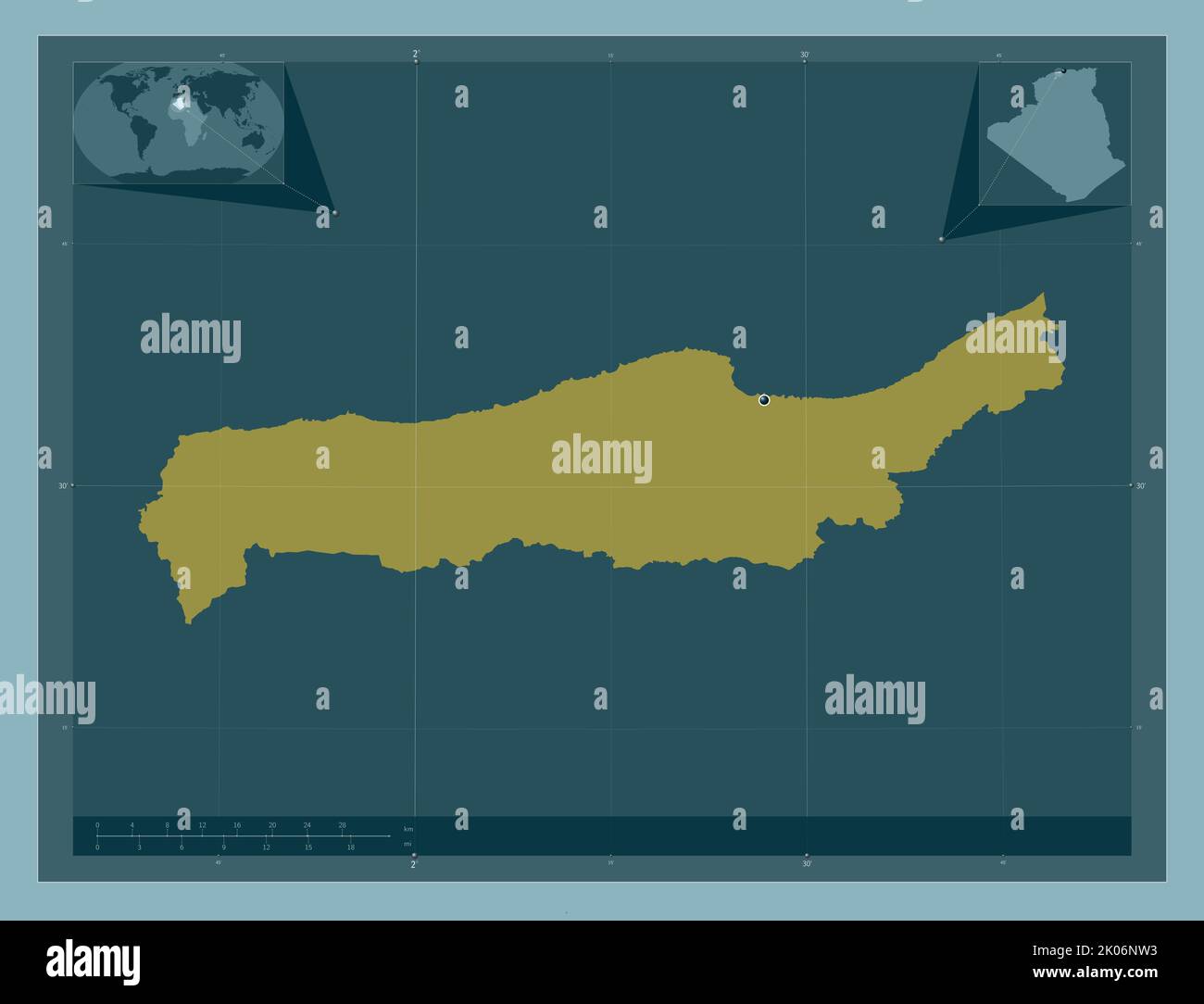 Tipaza, Provinz Algerien. Einfarbige Form. Karten für zusätzliche Eckposition Stockfoto