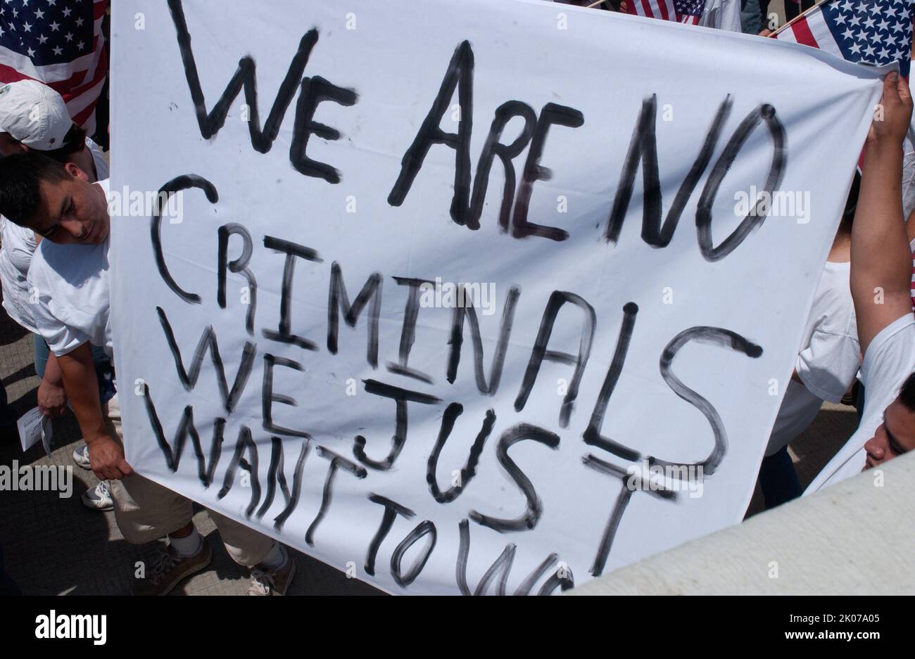Demonstration von Hispanics und anderen Gruppen im Namen der Rechte von Einwanderern, Houston, Texas. Stockfoto