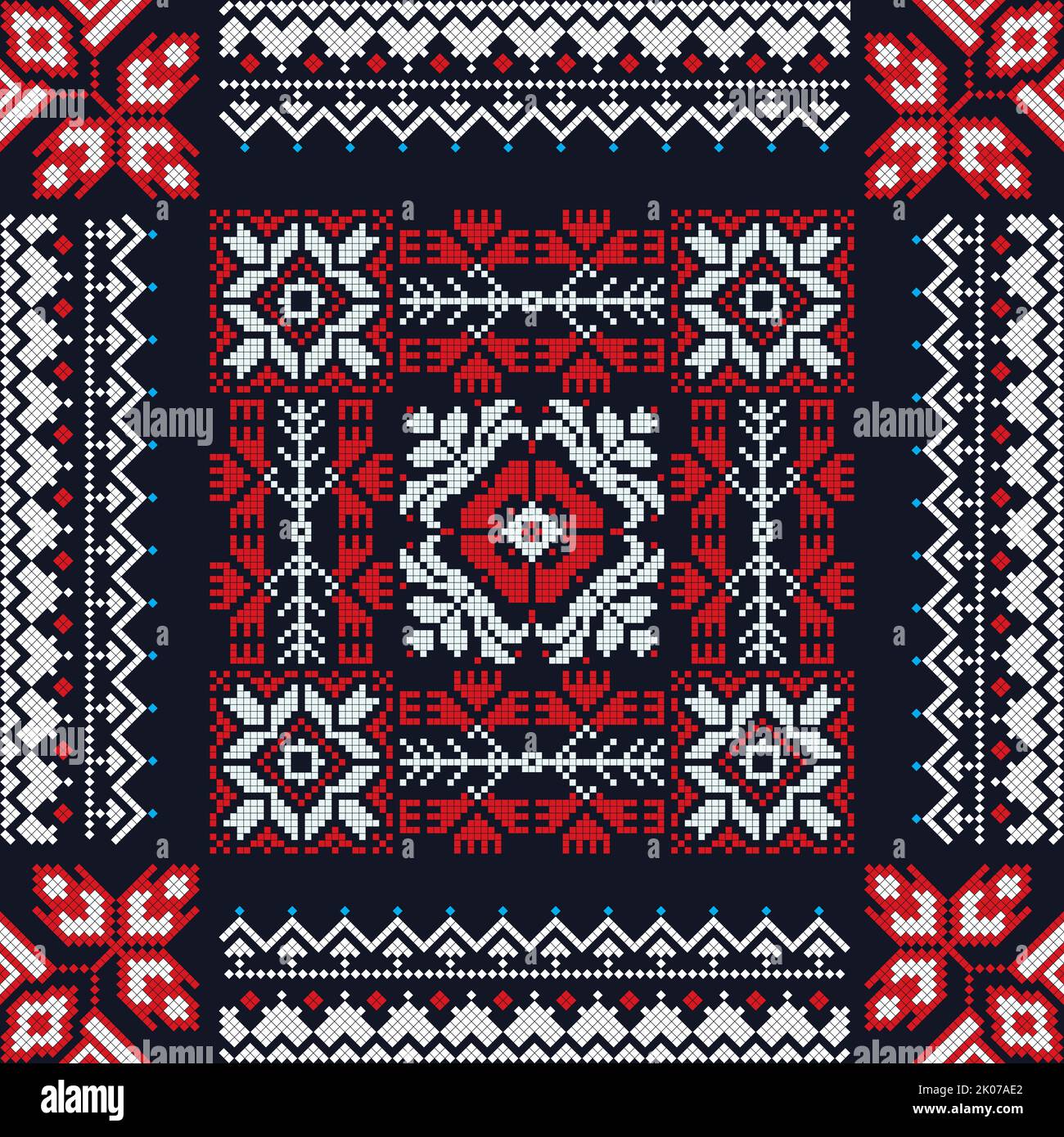 Rumänisches Vektormuster inspiriert von traditioneller Stickerei Stockfoto