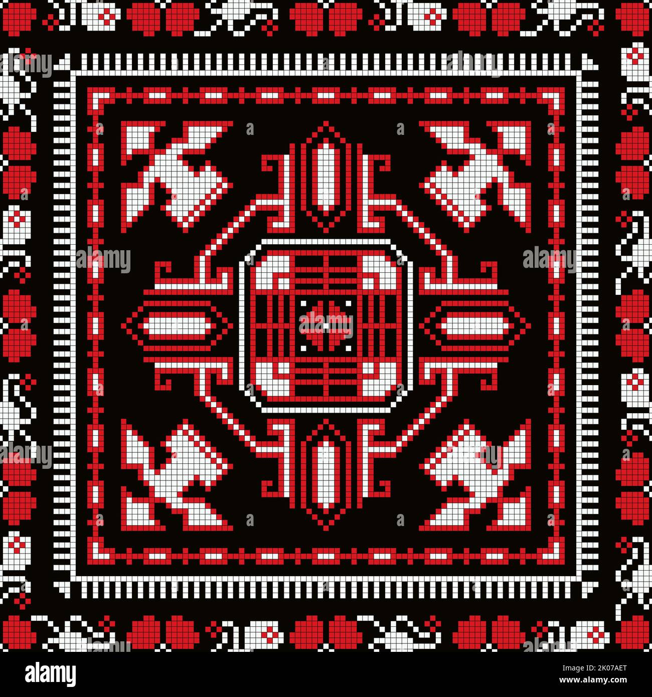 Rumänisches Vektormuster inspiriert von traditioneller Stickerei Stockfoto