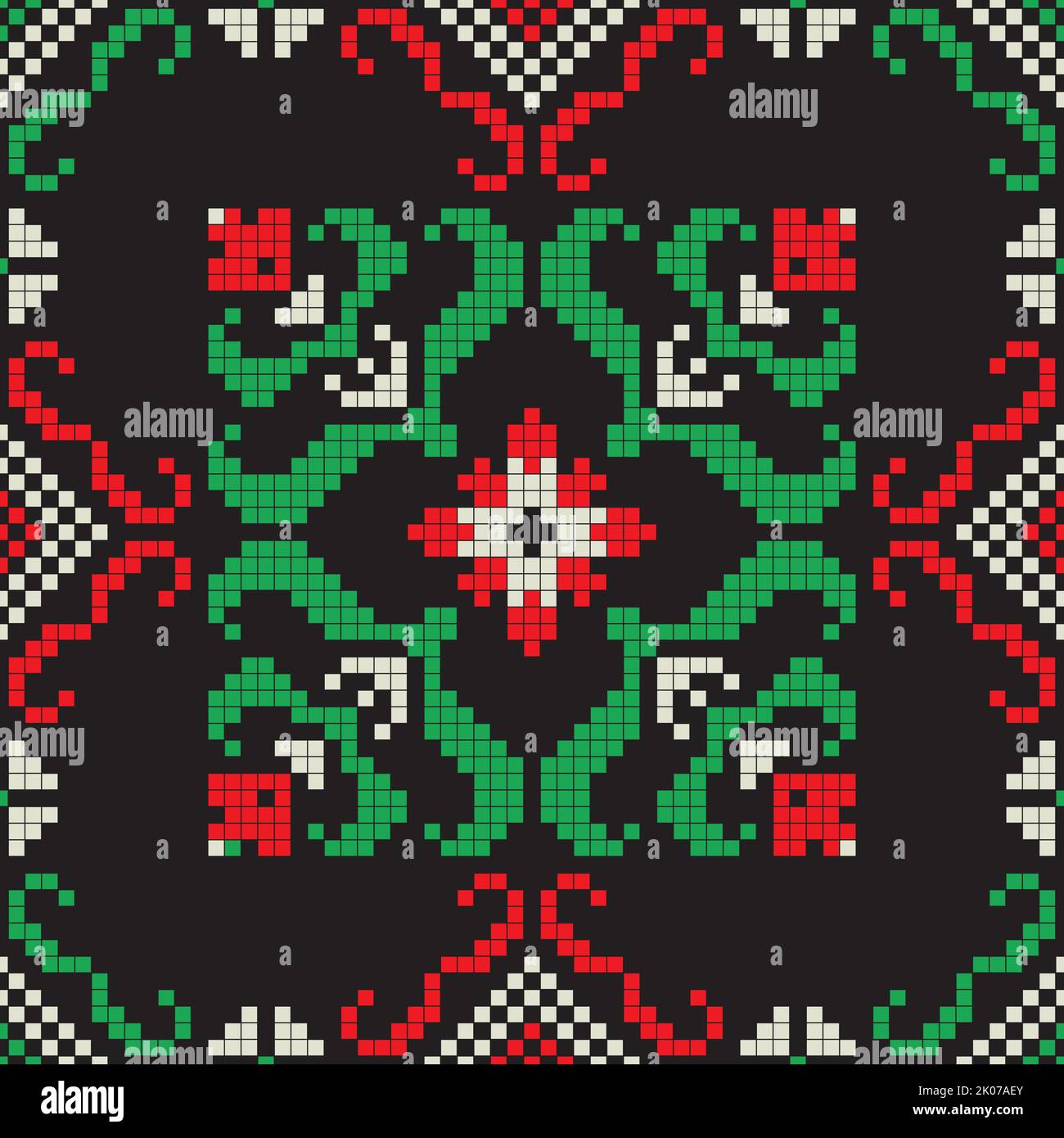 Rumänisches Vektormuster inspiriert von traditioneller Stickerei Stockfoto