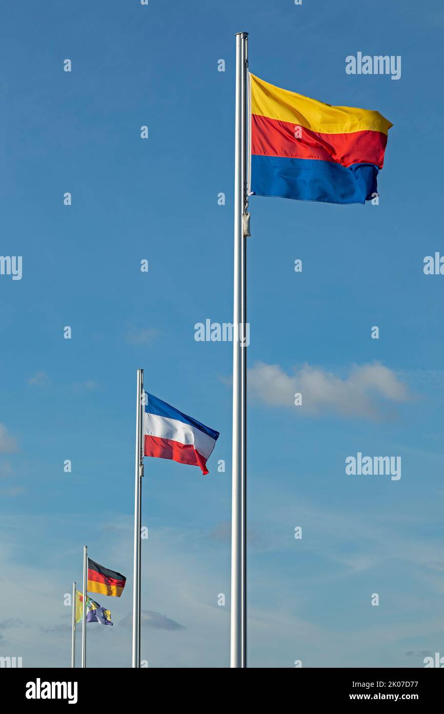 Flaggen, Dagebüll, Nordfriesland, Schleswig-Holstein, Deutschland Stockfoto