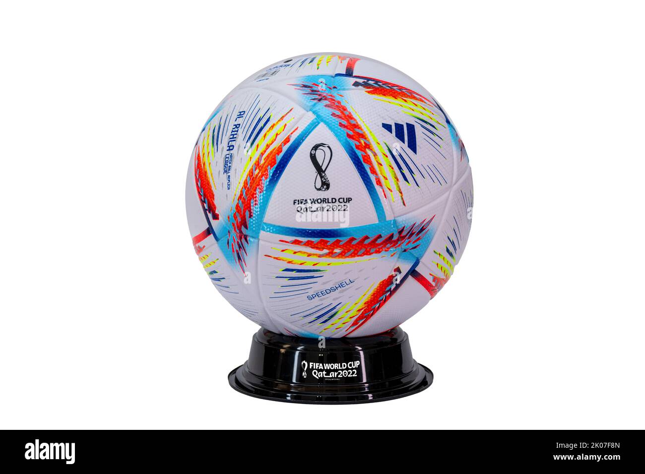 FIFA Qatar Football World Cup Offizieller Match Ball Al Rihla von adidas Stockfoto