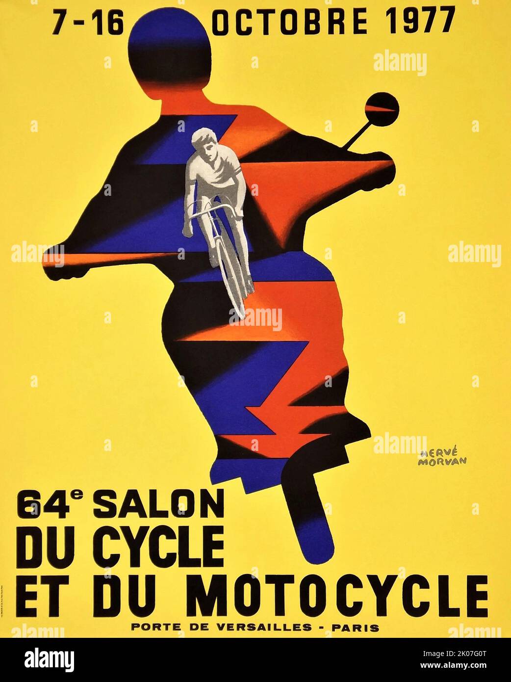 Vintage 1970s Französisch 64E PARIS MOTOR SHOW Poster. Salon Dy Cycle et Du Motorcycle 1977. Stockfoto