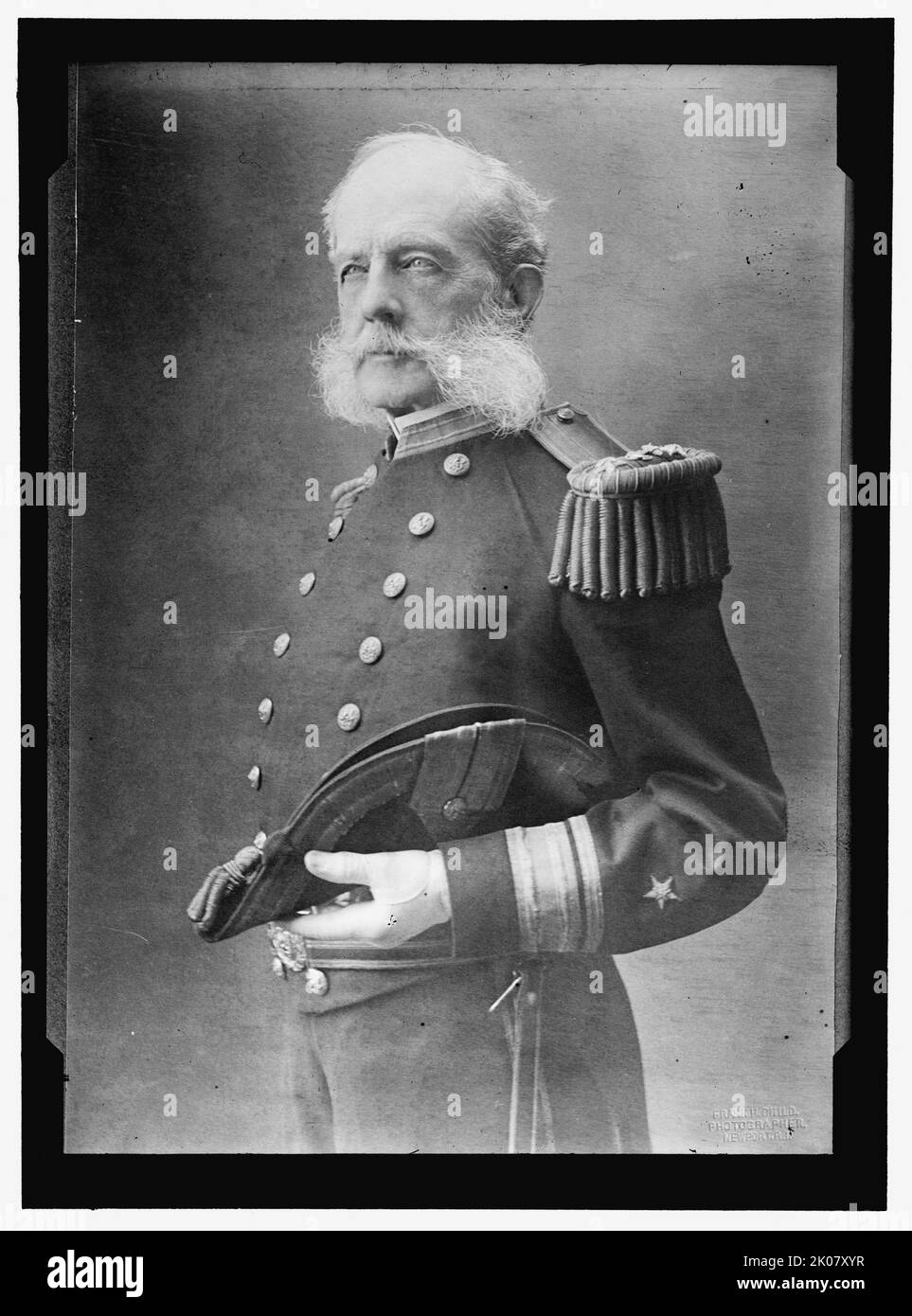 Admiral Stephen B. Luce, US Navy, zwischen 1910 und 1917. Der amerikanische Marineoffizier Stephen Bleecker Luce: Diente während des amerikanischen Bürgerkrieges bei den Blockadlern der Atlantikküste und kommandierte den Monitor Nantucket bei der Belagerung von Charleston; Gründer und erster Präsident des Naval war College. „Originalbild aufgenommen in Rhode Island“. Stockfoto