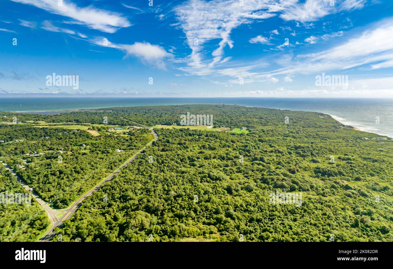 Luftaufnahme des Montuak Point Stockfoto