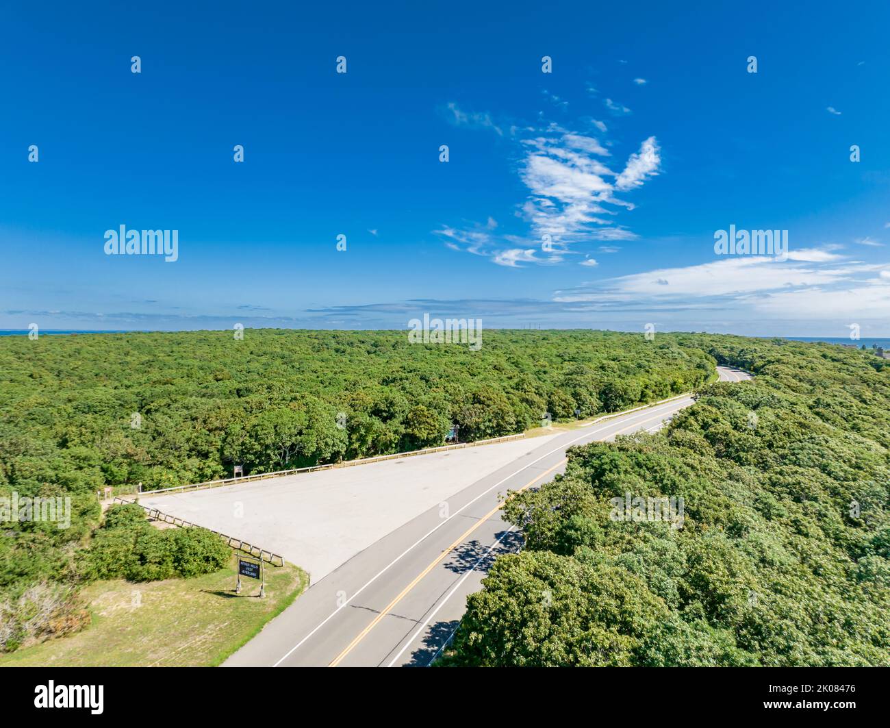 Luftaufnahme des Hither Hill State Park mit landschaftlich reizvoller Aussicht Stockfoto
