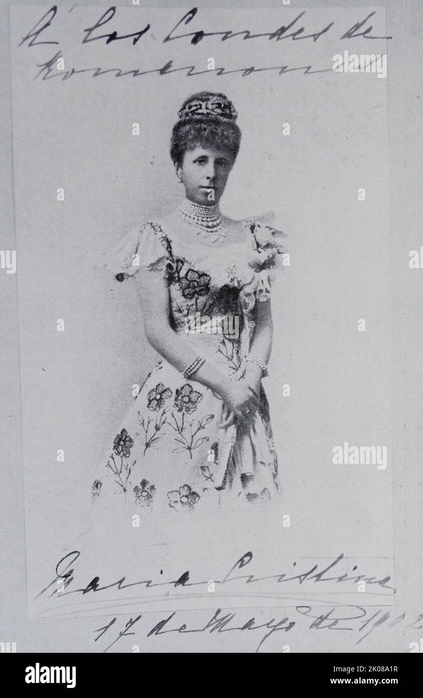 Erzherzogin Maria Christina Henriette Desideria Felicitas Raineria von Österreich (21. Juli 1858 - 6. Februar 1929) war die zweite Gemahlin von Alfonso XII. Von Spanien Stockfoto