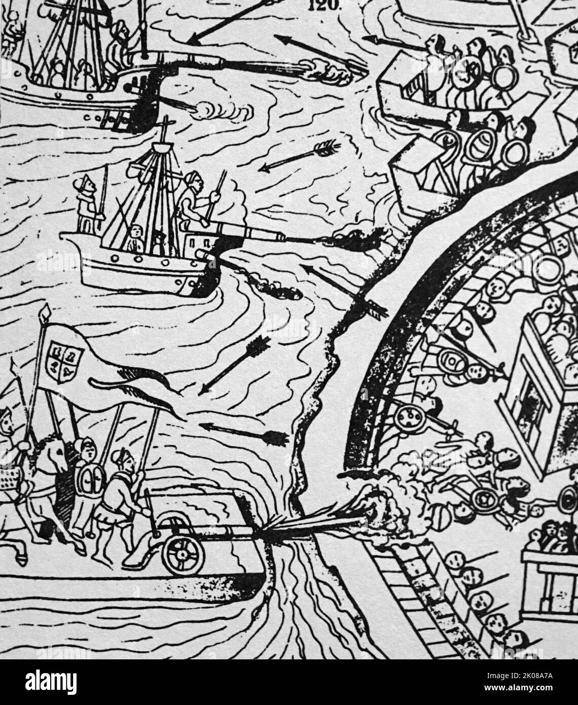Hernan Cortes de Monroy y y Pizarro Altamirano, 1. Marquess of the Valley of Oaxaca (1485 - 2. Dezember 1547) war ein spanischer Eroberer, der eine Expedition leitete, die den Sturz des Aztekenreiches verursachte und große Teile des heutigen mexikanischen Festlandes brachte. Karte der Azteken Stockfoto
