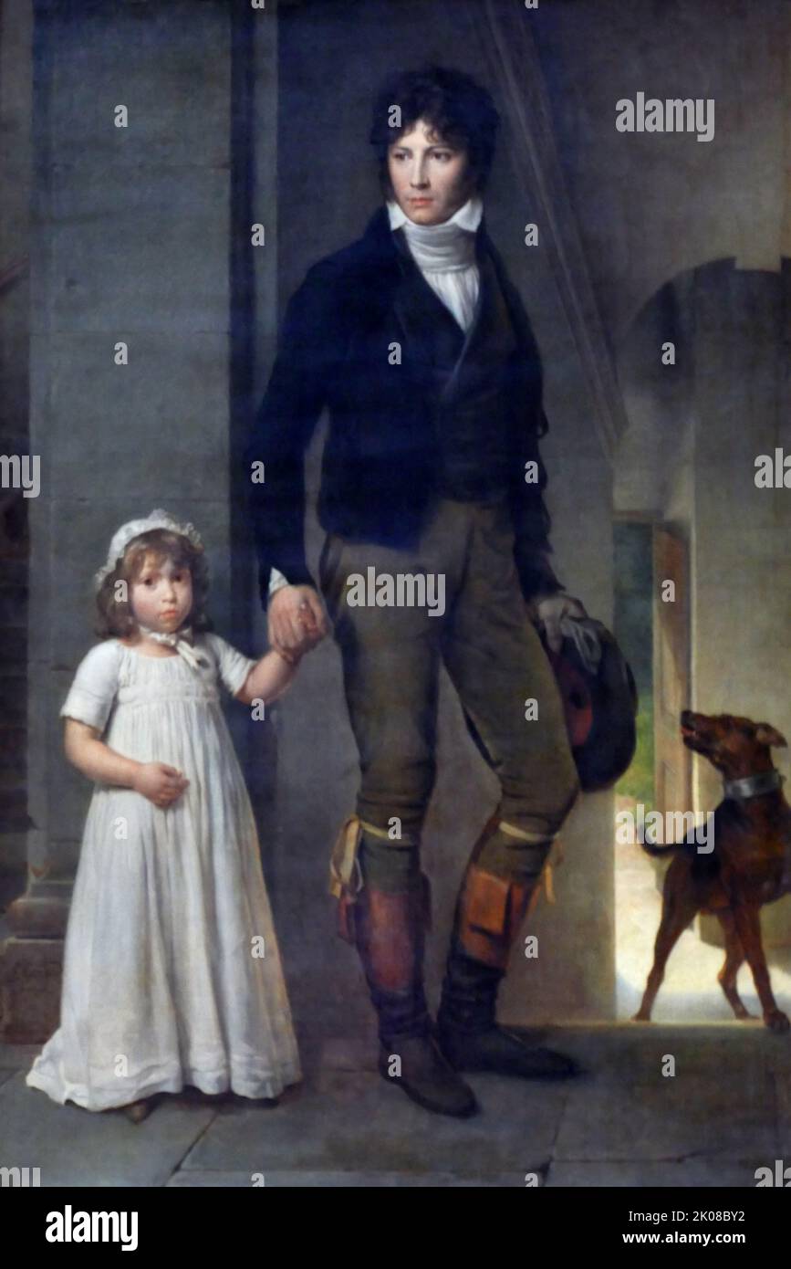 Jean-Baptiste Isabey et sa fille Alexandrine, 1795 von Francois Pascal Simon Gerard (4. Mai 1770 - 11. Januar 1837), 1809 Baron Gerard genannt, war ein prominenter französischer Maler. Jean-Baptiste Isabey (11. April 1767 - 18. April 1855) war ein französischer Maler, der in Nancy geboren wurde Stockfoto
