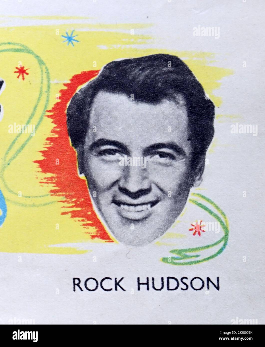 Rock Hudson (geboren als Roy Harold Scherer Jr.; 17. November 1925 - 2. Oktober 1985) war ein amerikanischer Schauspieler. Er war einer der beliebtesten Filmstars seiner Zeit und hatte eine Filmkarriere von mehr als drei Jahrzehnten Stockfoto