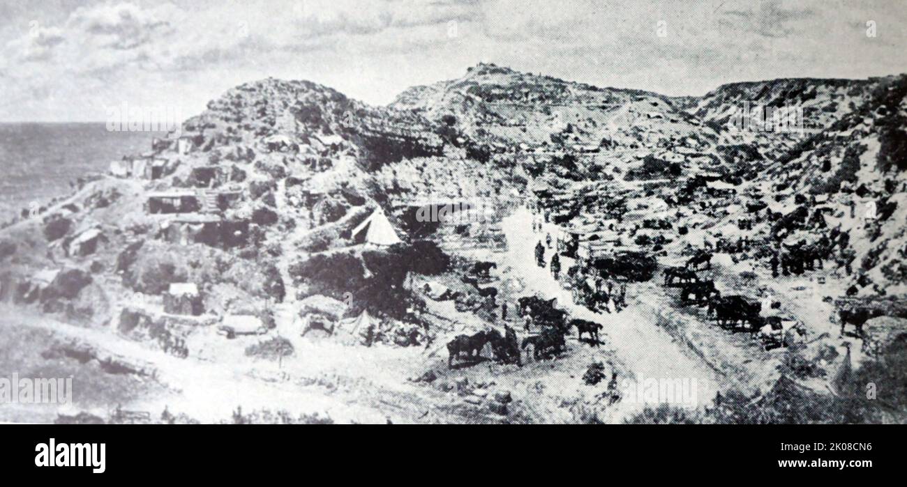 Der Große Krieg. Die Schlacht von Gully Ravine (Z?g?ndere) war eine Schlacht des Ersten Weltkriegs, die 1915 am Kap Helles auf der Halbinsel Gallipoli ausgetragen wurde Stockfoto