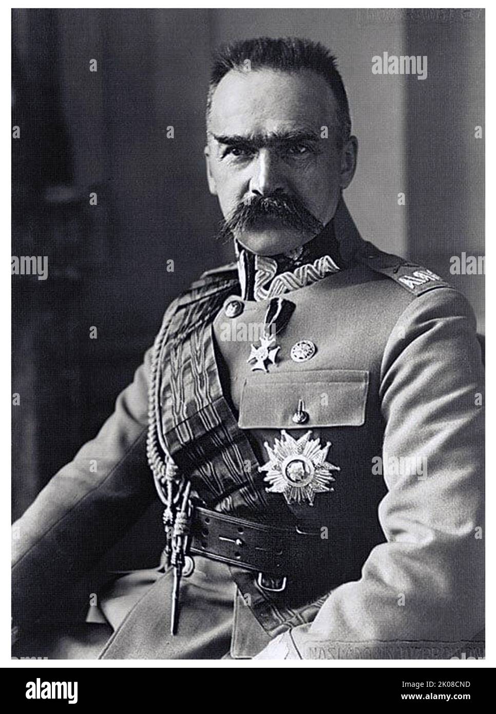Jozef Klemens Pilsudski (1867 - 1935) Polnischer Staatsmann, der als Staatschef (1918-1922) und erster Marschall von Polen (ab 1920) diente. Er galt als de facto Führer (1926-35) der Zweiten Polnischen Republik als Minister für militärische Angelegenheiten. Nach dem Ersten Weltkrieg hatte er eine zunehmende Dominanz in der polnischen Politik und war ein aktiver Akteur in der internationalen Diplomatie Stockfoto