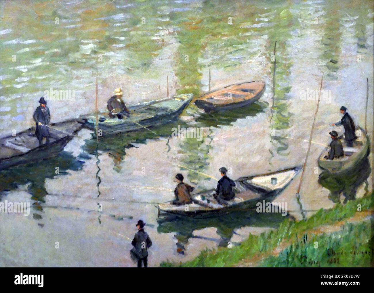 Fishermen on the seine near Poissy, 1882 von Oscar-Claude Monet (14. November 1840 - 5. Dezember 1926) war ein französischer Maler und Begründer der impressionistischen Malerei, der als wichtiger Vorläufer der Moderne gilt Stockfoto
