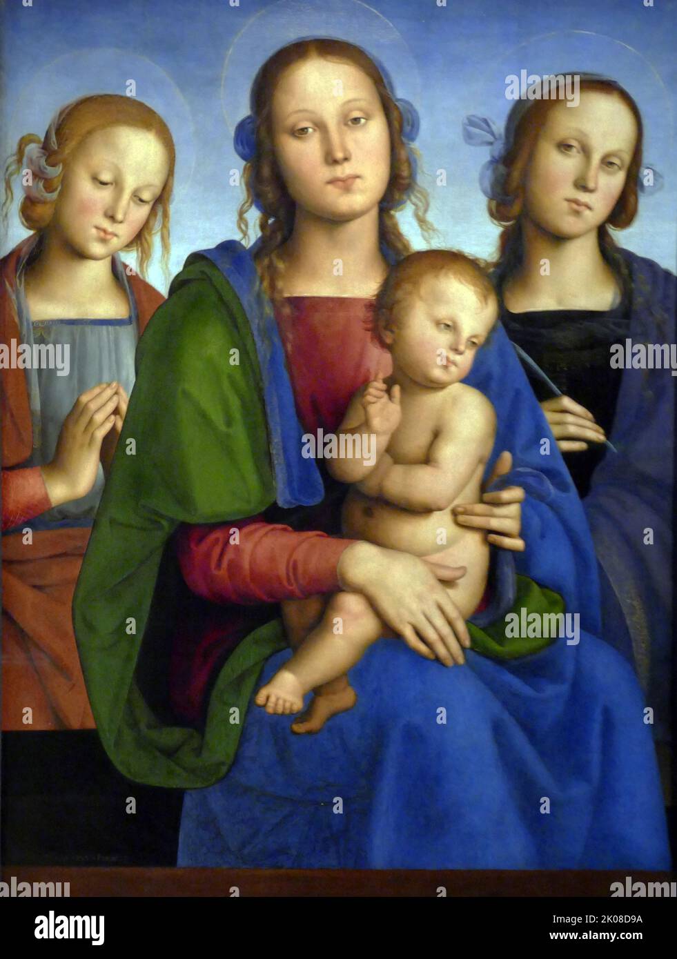 Maria mit Kind und Heiligen Rosa und Katharina, c1493-95, von Pietro Perugino (c. 1446/1452 - 1523), geb. Pietro Vannucci, war ein italienischer Renaissance-Maler der umbrischen Schule, der einige der Qualitäten entwickelte, die in der Hochrenaissance zum klassischen Ausdruck fanden Stockfoto