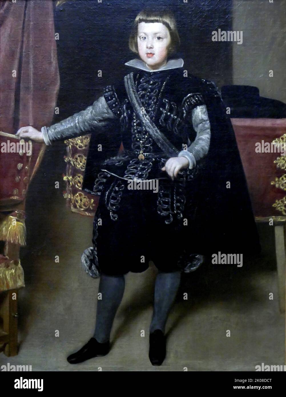 Kleinkind Baltasar Carlos, 1638-39, von Velazquez und Werkstatt und Workshop. Raffael und Werkstatt. Diego Rodriguez de Silva y Velazquez (getauft am 6. Juni 1599 - 6. August 1660) war ein spanischer Maler, der führende Künstler am Hof von König Philipp IV. Von Spanien und Portugal und des spanischen Goldenen Zeitalters Stockfoto