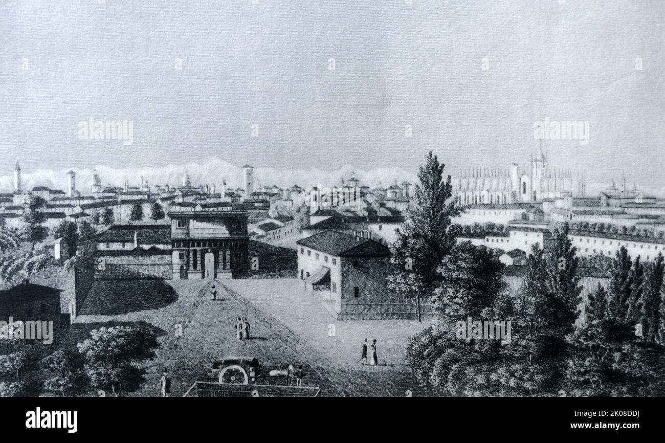 Blick auf Mailand von der Porte de Rome, c1770. Mailand, Italien ist ...