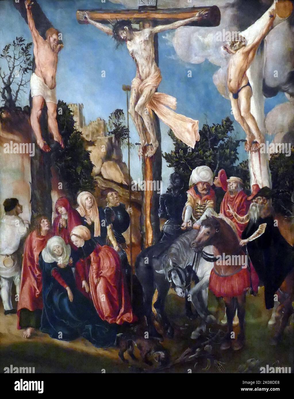 Die Kreuzigung, C1500-01, von Lucas Cranach dem Älteren (c. 1472. - 16. Oktober 1553) war ein deutscher Renaissance-Maler und Grafiker in Holzschnitt und Gravur Stockfoto