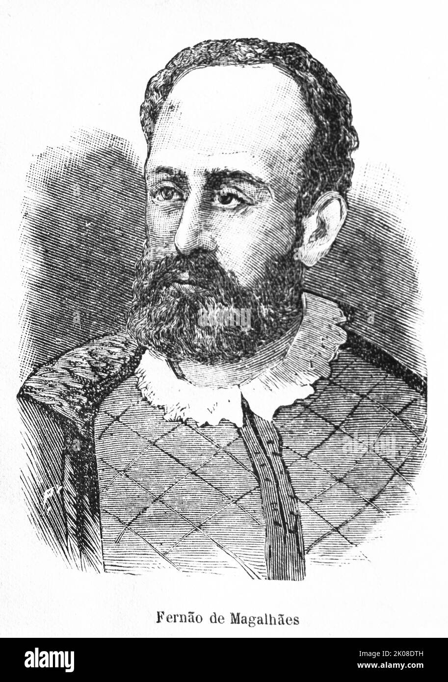 Ferdinand Magellan (Sabrosa, Frühjahr 1480 -- Mactan, 27. April 1521) war ein portugiesischer Seefahrer, der dafür bekannt war, dass er die erste Weltumsegungsreise von 1519 bis 1522 im Dienste der Krone von Kastilien geleitet hatte Stockfoto