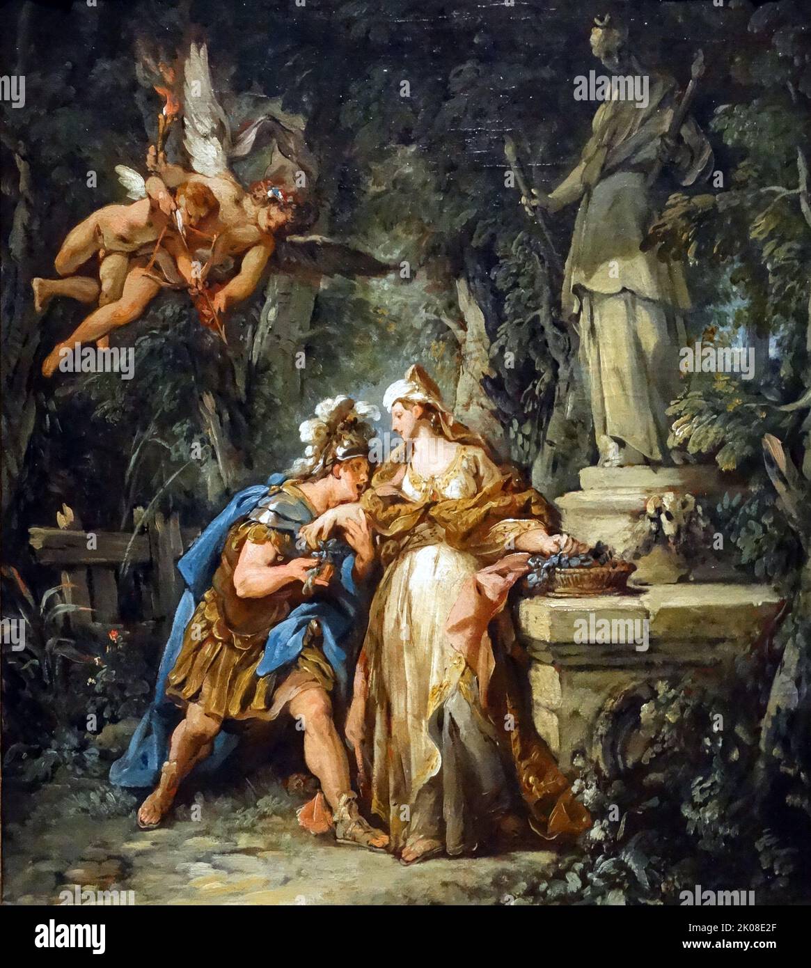 Jason schwor Medea ewige Zuneigung, 1742-43 Gemälde von Jean Francois de Troy (27. Januar 1679, Paris - 26. Januar 1752, Rom) war ein französischer Rokoko-Staffelei- und Freskenmaler, Zeichner und Tapisserie-Designer Stockfoto