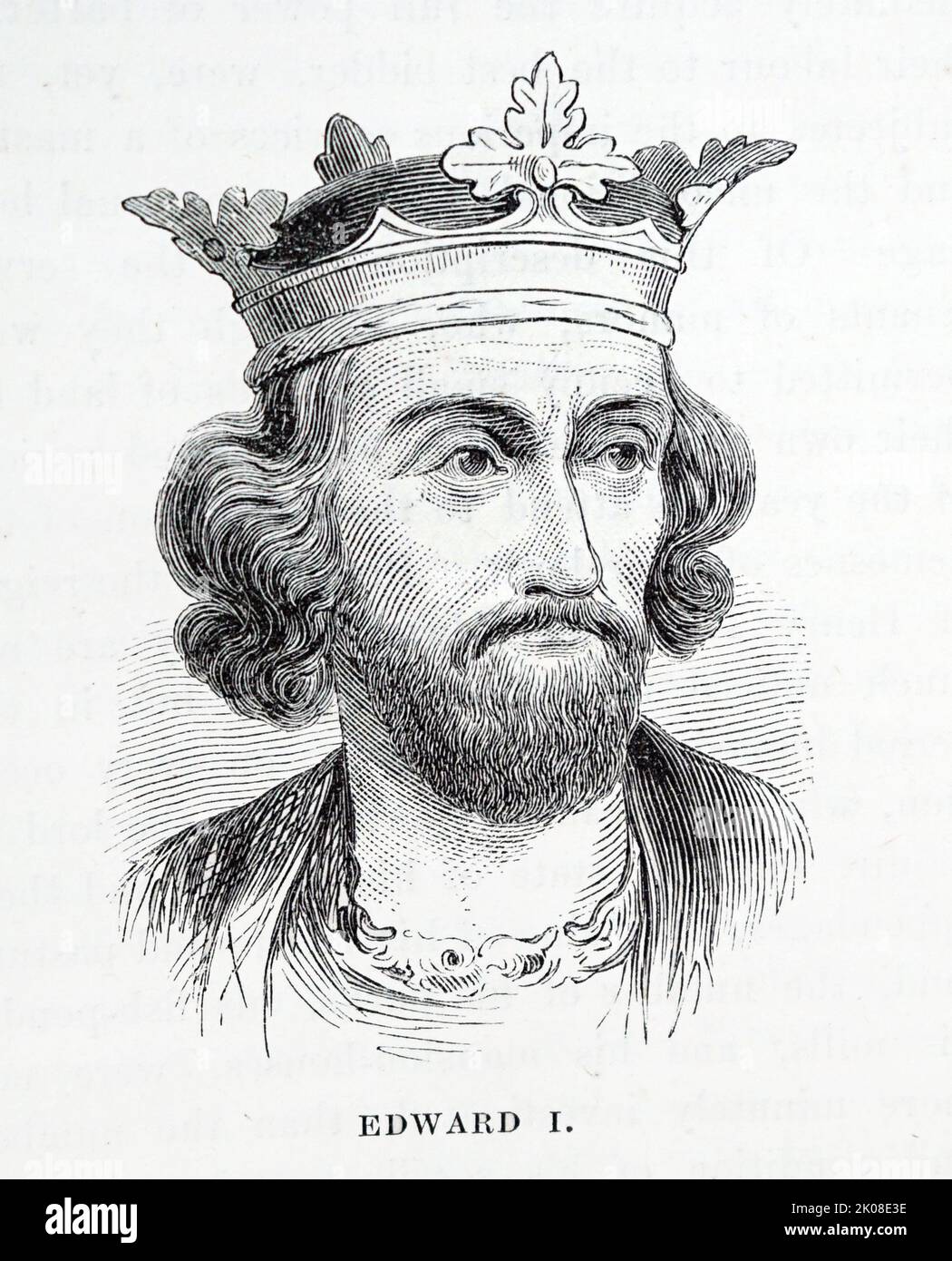 Edward I. (17/18. Juni 1239 - 7. Juli 1307), auch bekannt als Edward Longshanks und der Hammer der Schotten, war von 1272 bis 1307 König von England. Vor seiner Thronbesteigung wurde er allgemein als Lord Edward bezeichnet. Edward, der erste Sohn Heinrichs III., war schon früh an den politischen Intrigen der Herrschaft seines Vaters beteiligt Stockfoto