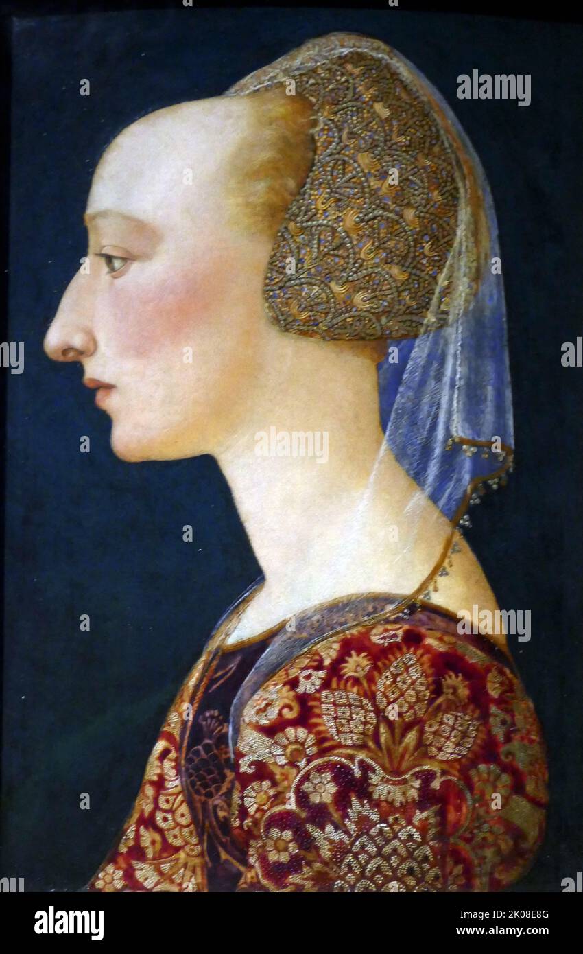 Porträt einer Dame in Rot, c1460-70, unbekannter Künstler. Florentine, Italienisch Stockfoto