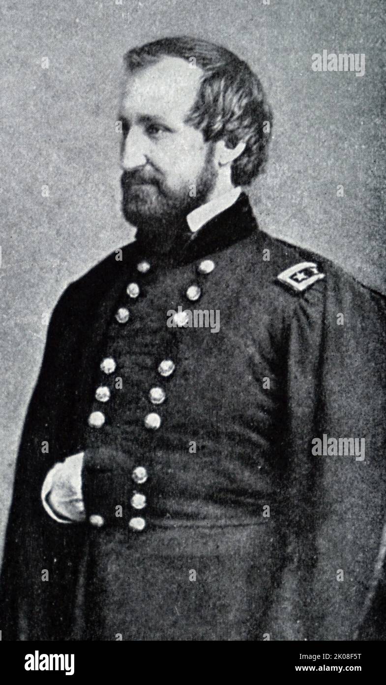 General W. S. Rosecrans. William starke Rosecrans (6. September 1819 - 11. März 1898) war ein amerikanischer Erfinder, Geschäftsführer eines Kohleölunternehmens, Diplomat, Politiker und Offizier der US-Armee. Während des amerikanischen Bürgerkrieges wurde er für seine Rolle als Unionsgeneral bekannt Stockfoto