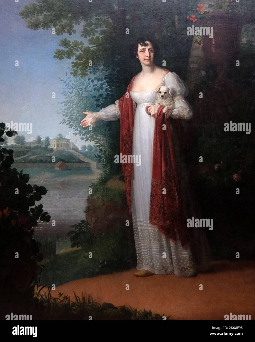 Porträt von D. A. Derschawina, 1813 von V. L. Borowikowski. Wladimir Lukich Borowikowski (Juli 24 O.S. (August 4, N.S.) 1757 - April 6 O. S. (April 18, N.S.) 1825) war ein prominenter russischer kaiserlicher Künstler mit ukrainischem Kosakenhintergrund, der am Hof von Katharina der Großen diente. Stockfoto