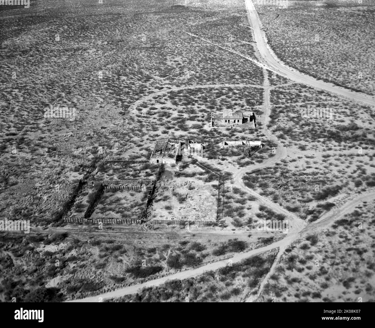 Die erste Atombombe (Codename Trinity) wurde am 16. Juli 1945, sieben Tage nach der Einrichtung des White Sands Proving Ground, am Trinity-Standort in der Nähe der nördlichen Grenze des Bereichs getestet Stockfoto