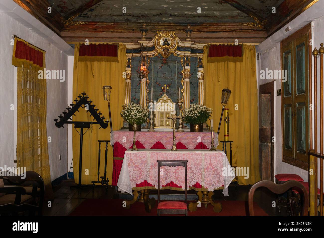Igreja de Nossa Senhora do Carmo Sakristei in Sabara, Minas Gerais, Brasilien. Stockfoto