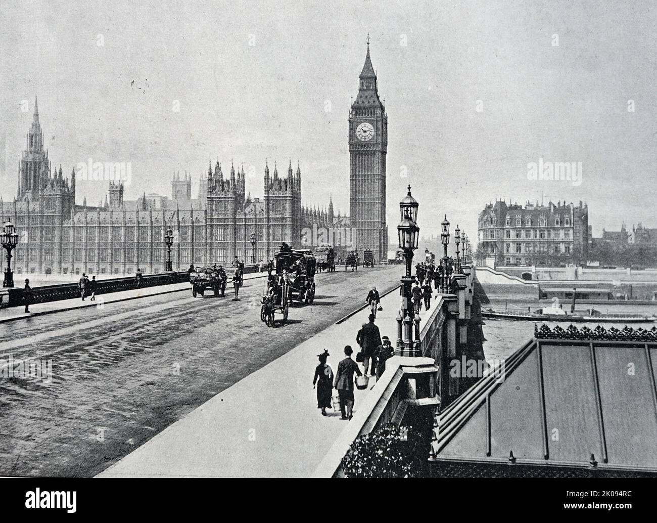 Die Westminster Bridge ist eine Straßen- und Fußgängerbrücke über die Themse in London, die Westminster auf der Westseite und Lambeth auf der Ostseite verbindet. Erbaut zwischen 1856-1862. Stockfoto