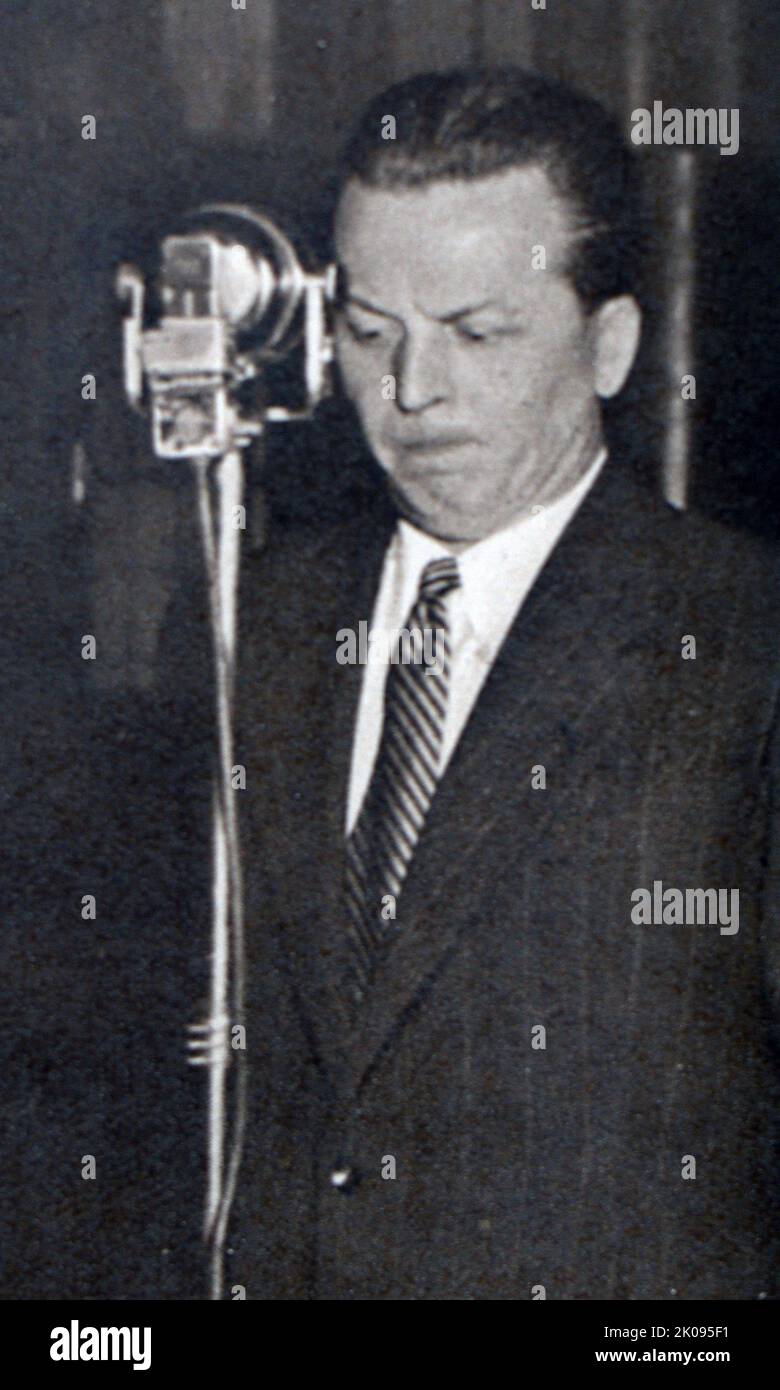 Ehemaliger ungarischer Stabschef General Palffy bei den Schauprozessen von Matyas Rakosi. Stockfoto