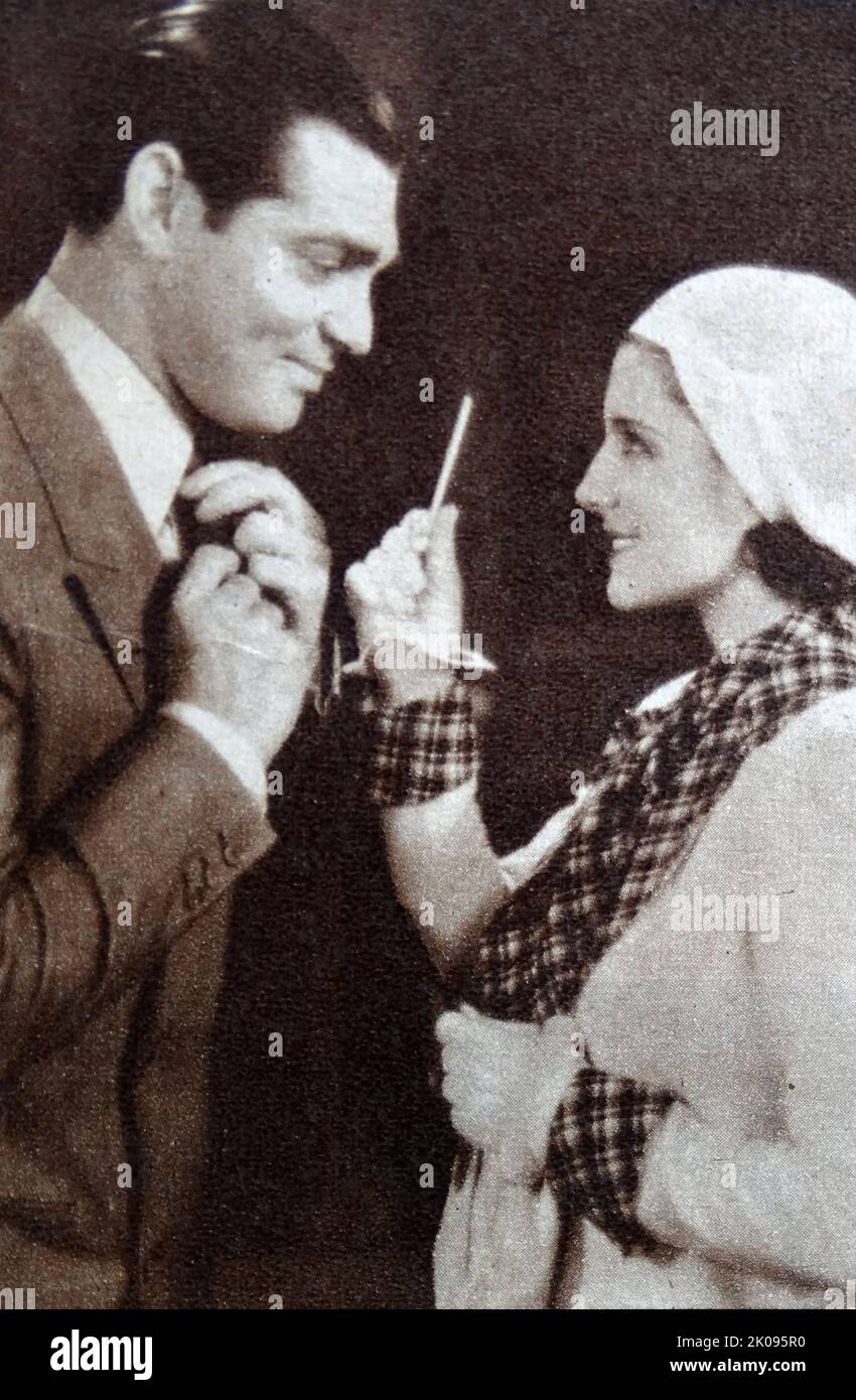 Schauspieler Clark Gable. William Clark Gable (1. Februar 1901 - 16. November 1960) war ein amerikanischer Filmschauspieler, der oft als "der König von Hollywood" bezeichnet wurde. Er hatte Rollen in mehr als 60 Filmen in verschiedenen Genres während einer Karriere, die 37 Jahre dauerte, drei Jahrzehnte davon war als führender Mann. Stockfoto