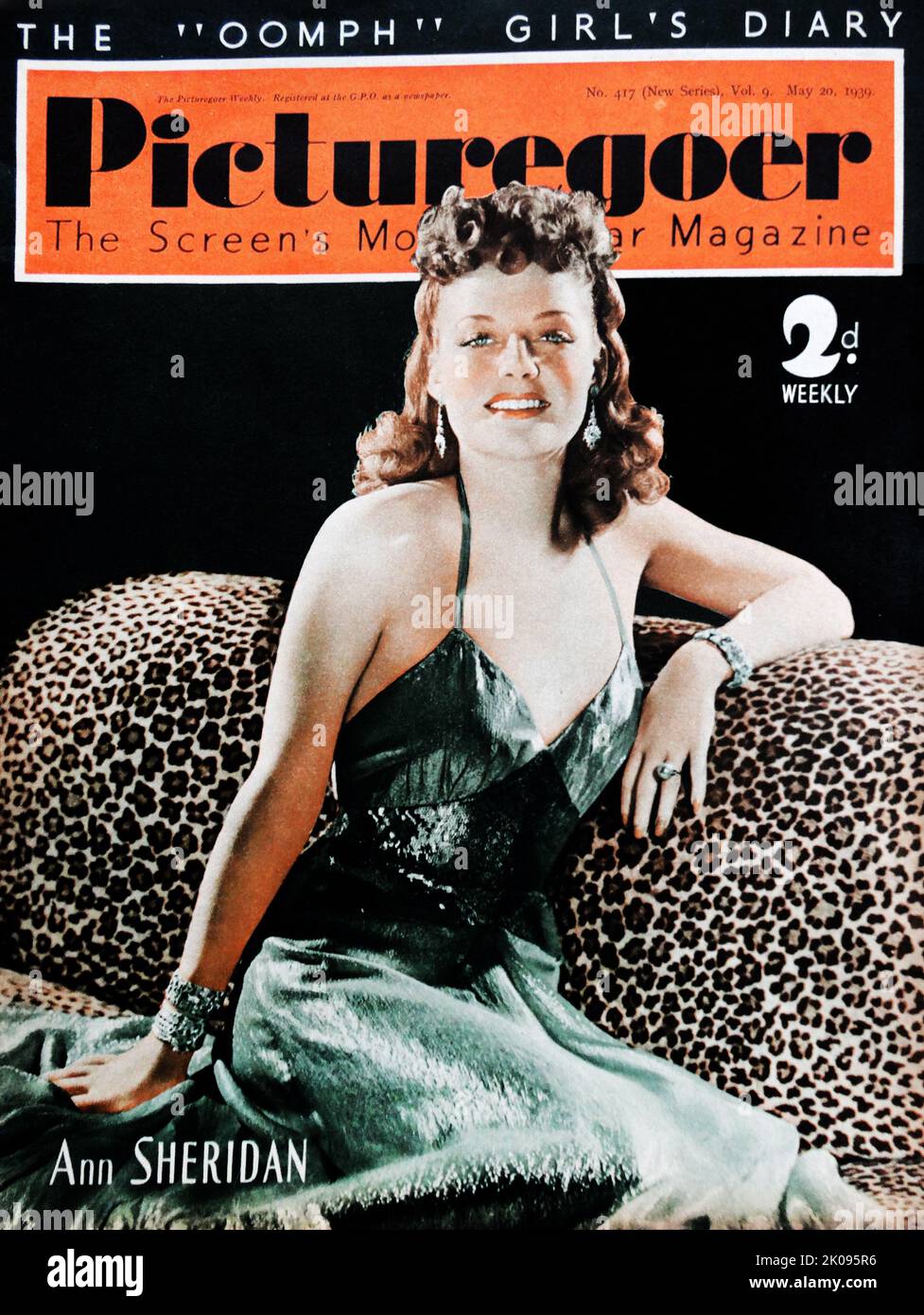 Schauspielerin Ann Sheridan auf dem Titelbild von Picturegoer. Clara Lou 'Ann' Sheridan (21. Februar 1915 - 21. Januar 1967) war eine amerikanische Schauspielerin und Sängerin. Stockfoto