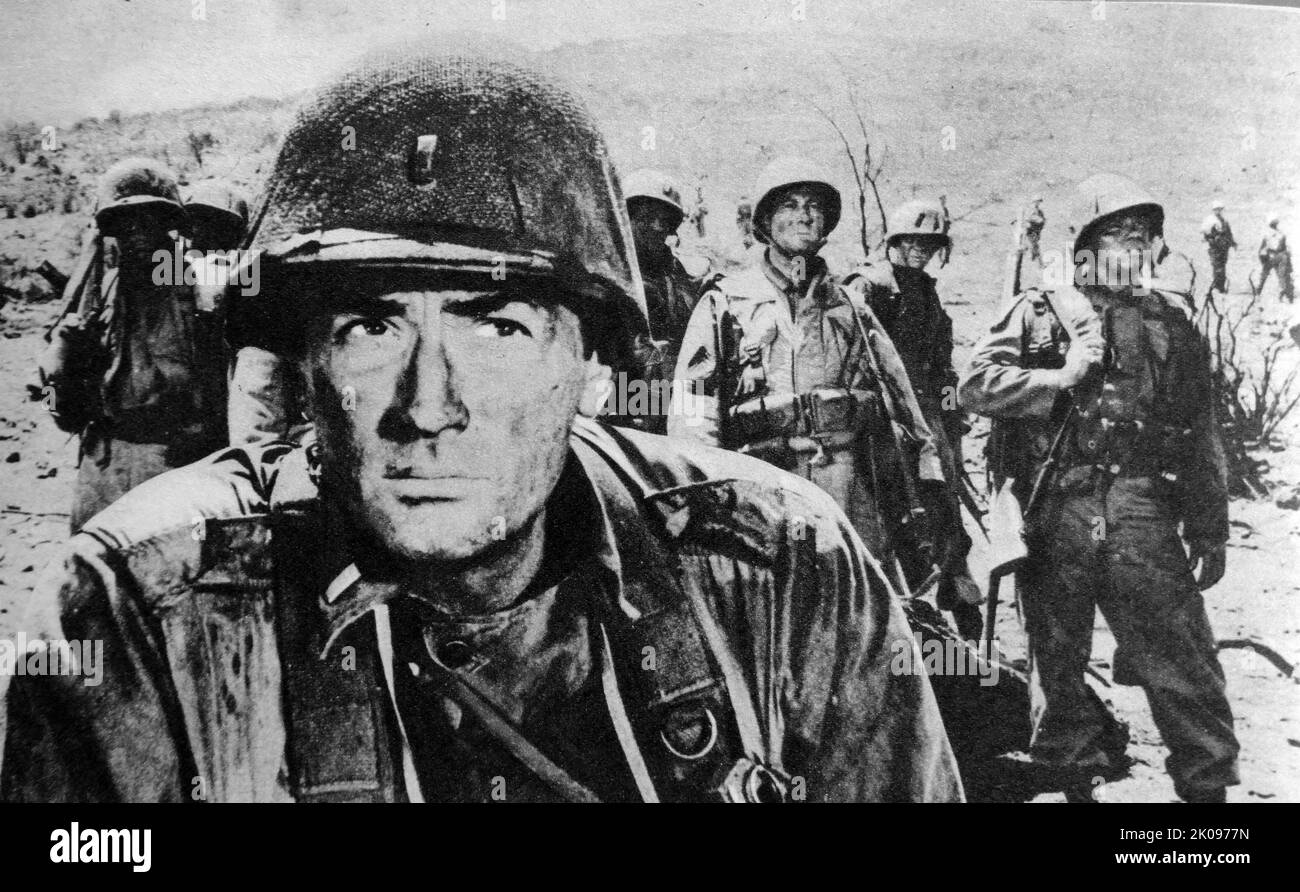 Eldred Gregory Peck (5. April 1916 - 12. Juni 2003) war ein amerikanischer Schauspieler und einer der beliebtesten Filmstars von den 1940s bis 1960s. 1999 wurde Peck vom American Film Institute unter die 25 größten männlichen Stars des klassischen Hollywood-Kinos gewählt und rangiert auf Platz 12. Stockfoto